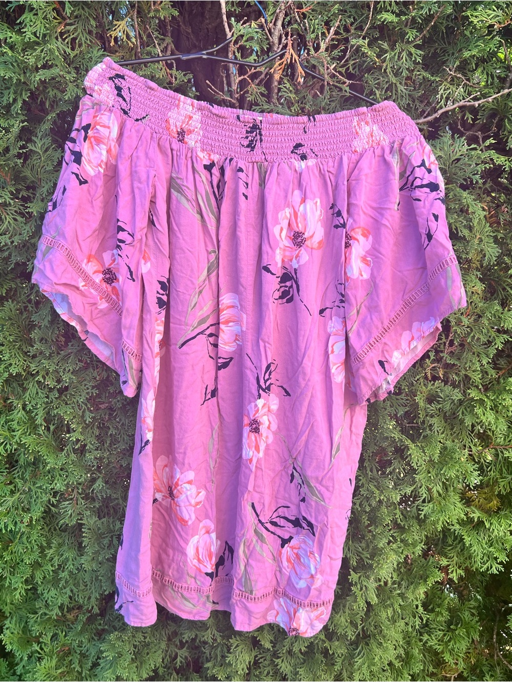 Rue21 Mauve Pink Floral Off-Shoulder Tunic